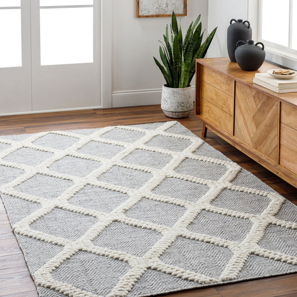 Nina NNA-2301 9' x 12' Handmade Rug NNA2301-912  Ivory, Medium Gray, Black Surya