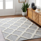 Nina NNA-2301 9' x 12' Handmade Rug NNA2301-912  Ivory, Medium Gray, Black Surya