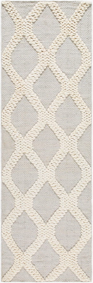 Livabliss Nina Handwoven Wool Blend Runner Rug Scandinavian Modern Style for Hallway or Entryway Silver Gray, Cr 2'6" x 8' NNA2302-268