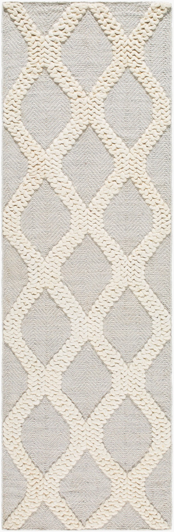 Livabliss Nina Handwoven Wool Blend Runner Rug Scandinavian Modern Style for Hallway or Entryway Silver Gray, Cr 2'6" x 8' NNA2302-268