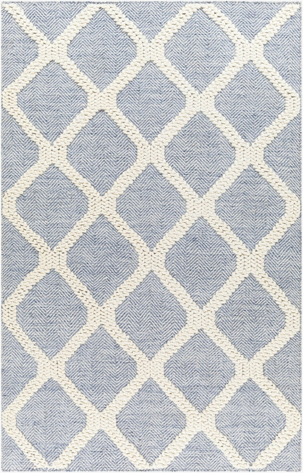 Livabliss Nina Handwoven Wool Blend Runner Rug Scandinavian Modern Style for Hallways Blue, Cream 27" x 45" NNA2303-2745