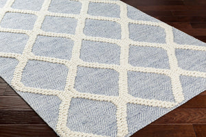 Livabliss Nina Handwoven Wool Blend Runner Rug Scandinavian Modern Style for Hallways Blue, Cream 27" x 45" NNA2303-2745