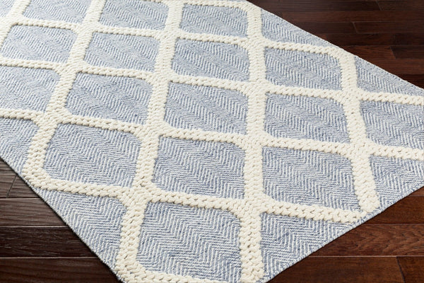 Livabliss Nina Handwoven Wool Blend Runner Rug Scandinavian Modern Style for Hallways Blue, Cream 27" x 45" NNA2303-2745