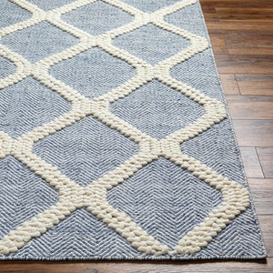 Livabliss Nina Handwoven Wool Blend Runner Rug Scandinavian Modern Style for Hallways Blue, Cream 27" x 45" NNA2303-2745