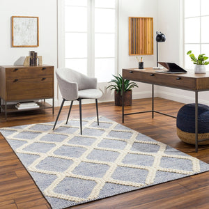 Livabliss Nina Handwoven Wool Blend Runner Rug Scandinavian Modern Style for Hallways Blue, Cream 27" x 45" NNA2303-2745