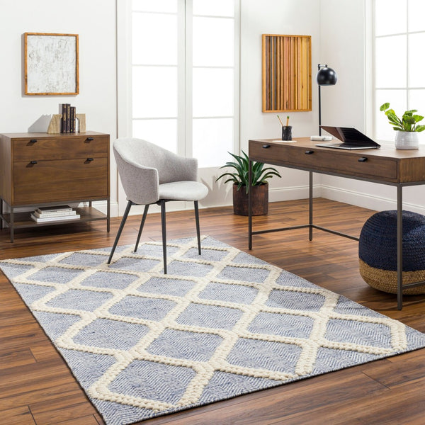 Livabliss Nina Handwoven Wool Blend Runner Rug Scandinavian Modern Style for Hallways Blue, Cream 27" x 45" NNA2303-2745