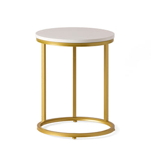 English Elm Christopher Knight Home® - END TABLE C-Shape Modern Glam Gold Frame with White Top, Durable Iron MDF Side Table for Sofa 68987.00