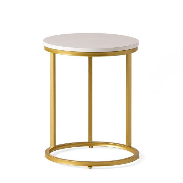 English Elm Christopher Knight Home® - END TABLE C-Shape Modern Glam Gold Frame with White Top, Durable Iron MDF Side Table for Sofa 68987.00