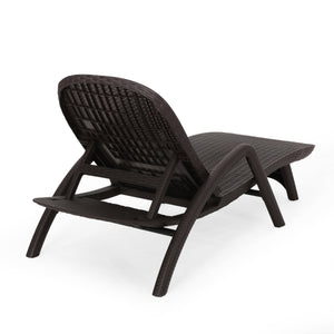 English Elm Christopher Knight Home® - MIKAEL Chaise Lounge Dark Brown Polypropylene 3D Wicker Weather-Resistant Handcrafted Outdoor Seating 68020.00DBRN