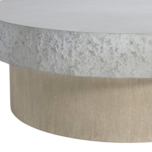 Bernhardt Bernhardt Pincio Cocktail Table With Millstone Faux Stone Top & Wirebrushed Oak Plinth On Casters 549019