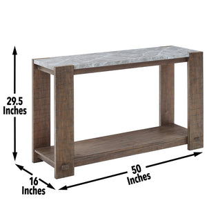 English Elm Steve Silver - Libby Sintered Stone Sofa Table – Rustic Handcrafted Console With Durable Brown Finish & Versatile Use B081P157711-GIGA