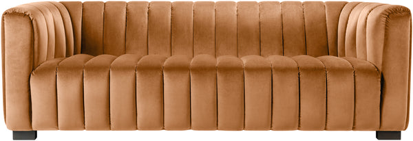 Brionne NNE-002 30"H x 94"W x 38"D Sofa NNE-002  Upholstery: Medium Brown; Base: Black Surya