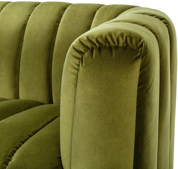Brionne NNE-001 30"H x 94"W x 38"D Sofa NNE-001  Upholstery: Olive; Base: Brown Surya