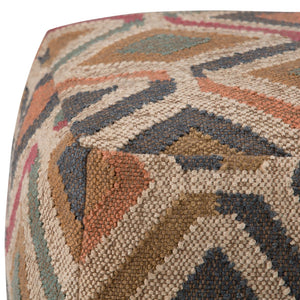 English Elm Johanna Handcrafted Kilim Square Pouf Ottoman — Durable Polystyrene Fill, Versatile Accent Seat Red B136P159277