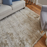 Feizy Rugs Indochine Plush Hand-tufted Polyester Shag Rug - Luxurious High Pile For Contemporary Spaces Tan,Taupe Polyester 4944550fcrm000i26