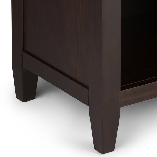 English Elm Carlton Handcrafted Dark Tobacco Brown Bedside Table With Spacious Drawers & Open Shelf Storage B136P158139