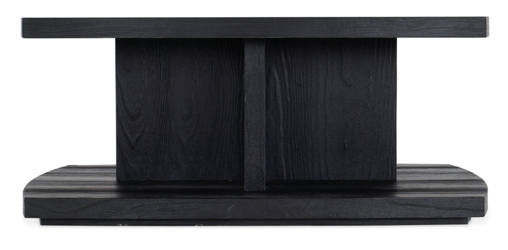 Hooker Furniture Linville Shou Sugi Ban Square Cocktail Table — 42" Charred Shadow Finish, Plinth Base, Rustic Modern Centerpiece 6150-80210-99