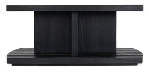 Hooker Furniture Linville Shou Sugi Ban Square Cocktail Table — 42" Charred Shadow Finish, Plinth Base, Rustic Modern Centerpiece 6150-80210-99