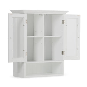 English Elm Acadian Double Door Wall Cabinet – Contemporary Pure White Storage With Adjustable Shelves & Style B136P158498