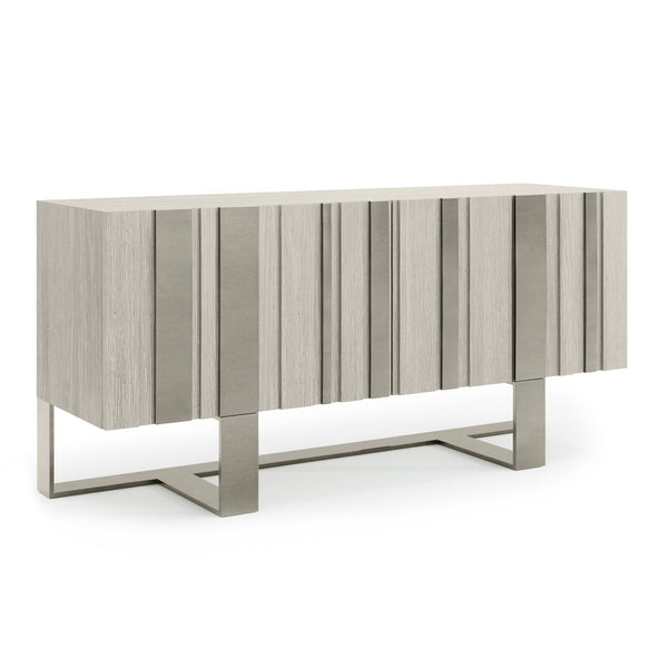 Bernhardt Bernhardt Tempo Buffet With Sandblasted Aluminum Overlays, Wire-Brushed Oak & Satin Nickel Base (68"W) 346134