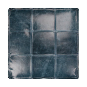 English Elm Manning Teal Square Pouf Ottoman - Handcrafted Genuine Buffalo Leather, Dense Fill, Versatile Accent Seat B136P159342