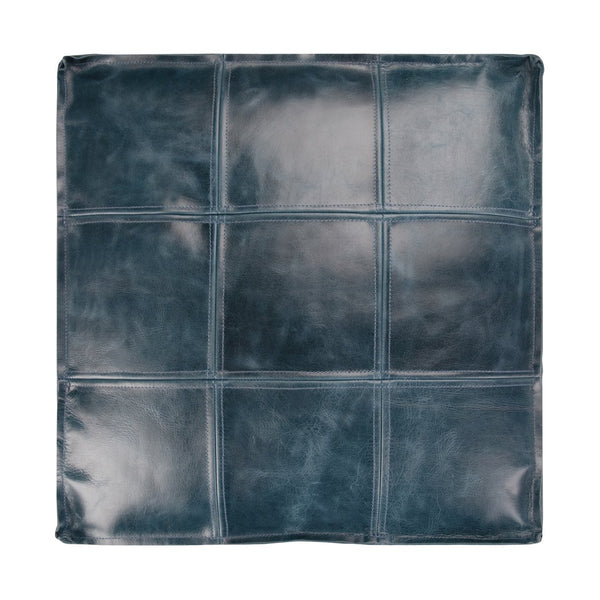 English Elm Manning Teal Square Pouf Ottoman - Handcrafted Genuine Buffalo Leather, Dense Fill, Versatile Accent Seat B136P159342