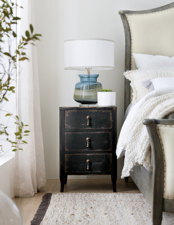 Hooker Furniture Ciao Bella Telephone Table With Distressed Black Finish, 3 Drawers & Usb Outlet For Small Spaces 5805-90115-99