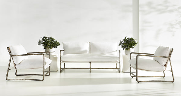 Bernhardt Bernhardt Sculptural Millim Outdoor Bunching Table — Hourglass Stonecast Side Table, Durable Patio Accent X01154