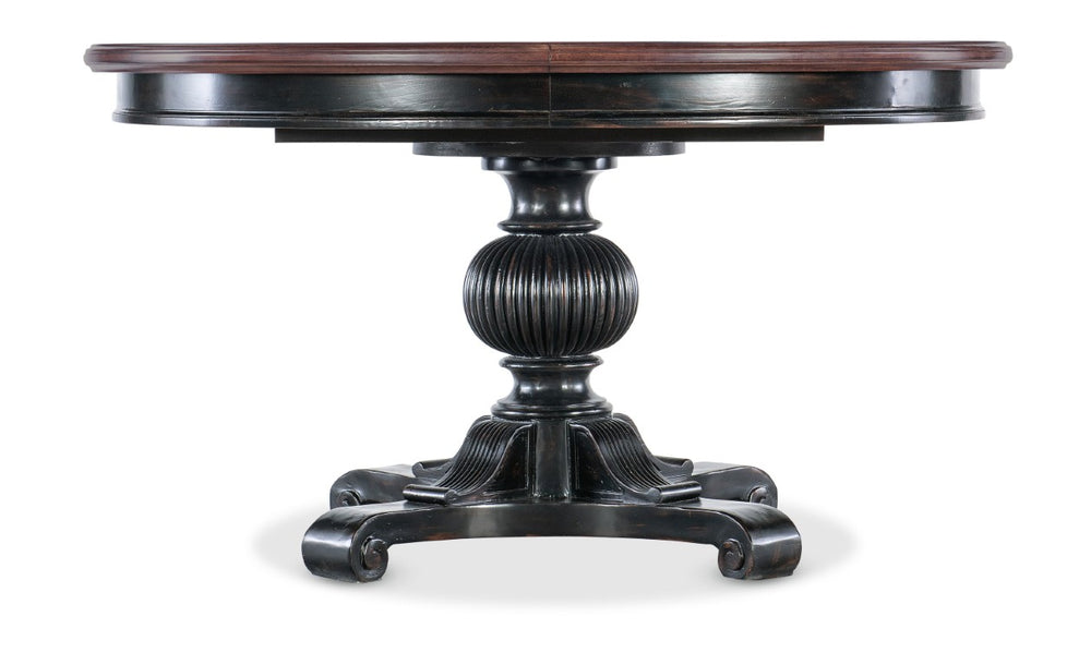 Hooker Furniture Charleston Round Pedestal Dining Table With 20" Removable Leaf, Cherry Veneer, Carved Base, Seats 6-8 6750-75203-00