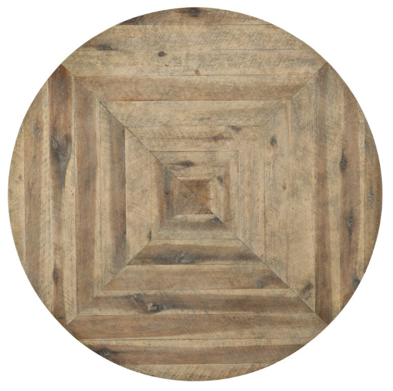 Hooker Furniture St. Armand Solid Acacia Round Cocktail Table With Rustic Finish, Metal Base & Subtle Distressing 5601-80110-LTWD