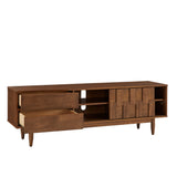 Homelegance By Top-Line Jenna Mid-Century Wood 2-Drawer TV Stand Brown Rubberwood