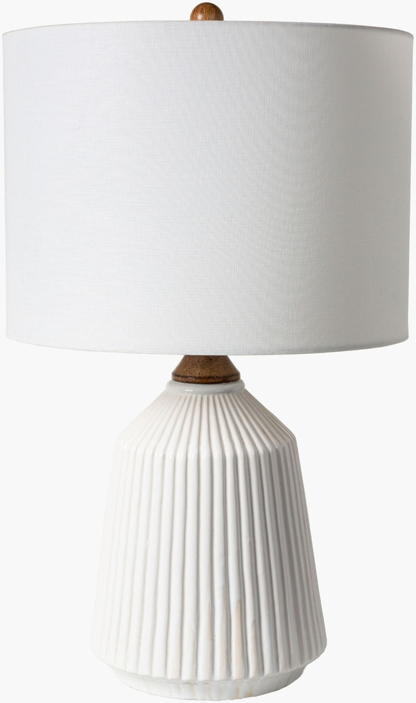 Livabliss Lennon Ceramic Table Lamp with Linen Shade Warm Glow for Bedside or Reading Nook NNN-001