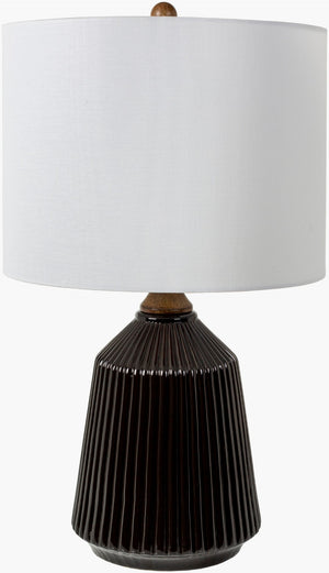Livabliss Lennon Ceramic Accent Lamp with Linen Shade for Warm Ambient Bedroom Glow NNN-003
