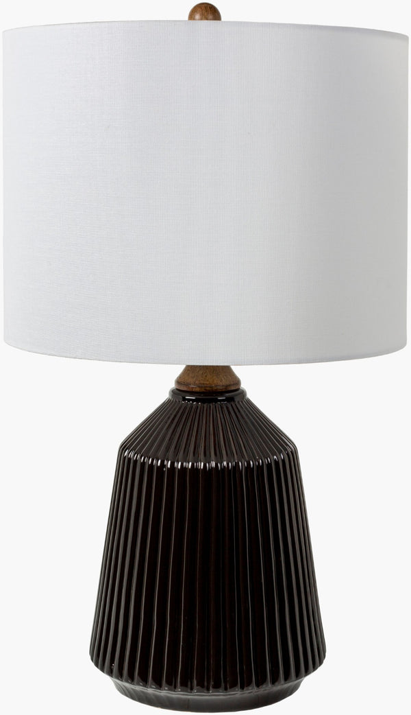 Livabliss Lennon Ceramic Accent Lamp with Linen Shade for Warm Ambient Bedroom Glow NNN-003
