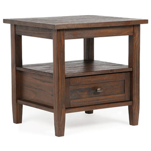English Elm Warm Shaker Solid Wood 20" End Table With Hidden Storage In Distressed Charcoal For Modern Spaces B136P159702-GIGA