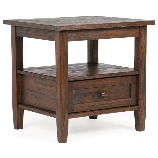 English Elm Warm Shaker Solid Wood 20" End Table With Hidden Storage In Distressed Charcoal For Modern Spaces B136P159702-GIGA