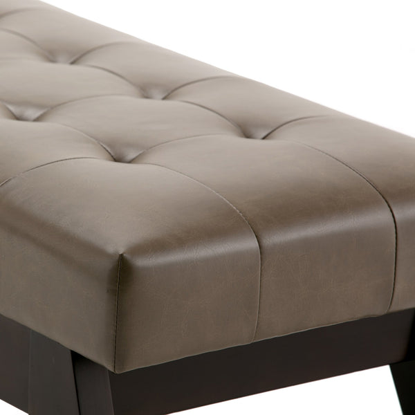 English Elm Draper Mid Century Tufted Ottoman Bench - Versatile Ash Blonde Faux Leather For Stylish Comfort B136P158188