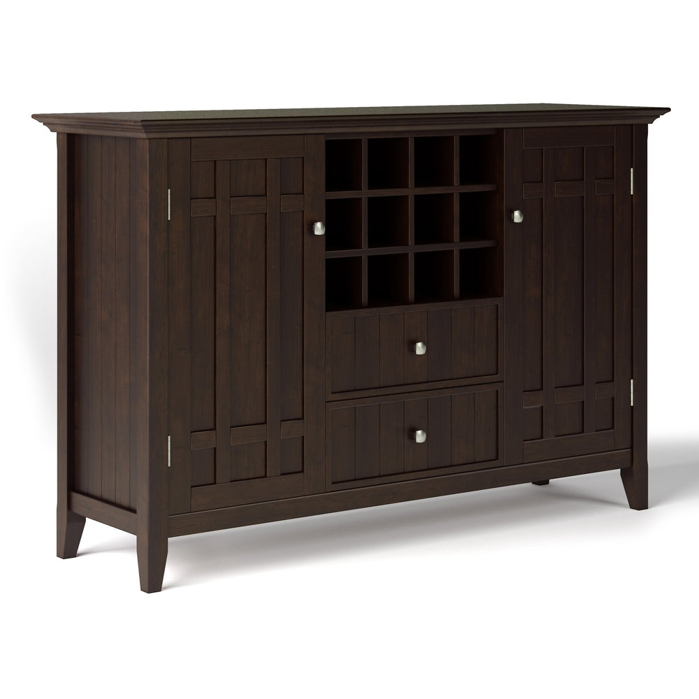 English Elm Bedford Sideboard Buffet With Wine Rack - Elegant Dark Chestnut Brown Storage For Dining Rooms B136P158482