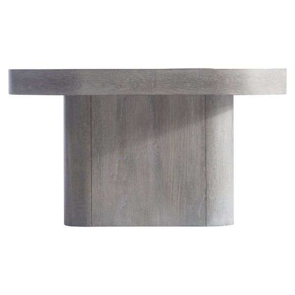 Bernhardt Bernhardt Marcato Cerused Greige Cocktail Table With Dark Graphite Metal Inlay — Modern Pedestal Style 497021