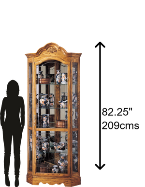 Hekman Furniture 680207 Elegant Corner Curio Cabinet - Antique Design With Adjustable Shelves & Interior Lighting Golden Oak Wilshire Corner Curio Cabinet 680207