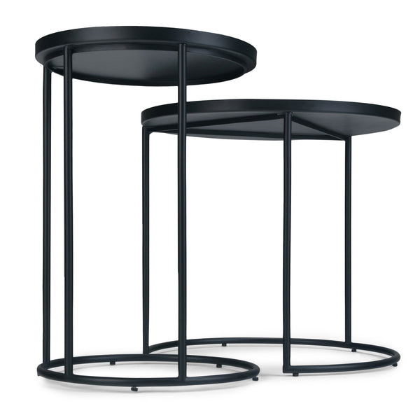 English Elm Monet - Handcrafted Metal 2-Piece Nesting Table Set In Black For Modern Industrial Elegance B136P158948
