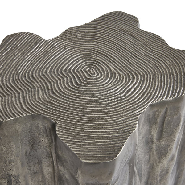 Bernhardt Bernhardt Elba Graphite Faux Bois Outdoor Accent Table — Cast Aluminum, Sculptural All-Weather Side Table X04179