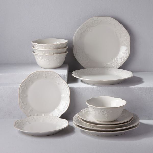 Lenox French Perle White 12-Piece Dinnerware Set White, WHITE STONEWARE 868103