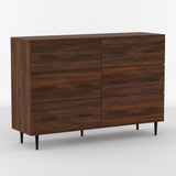 6-Drawer Storage Console/Buffet Dark Walnut BU52SV6DDW-T Walker Edison