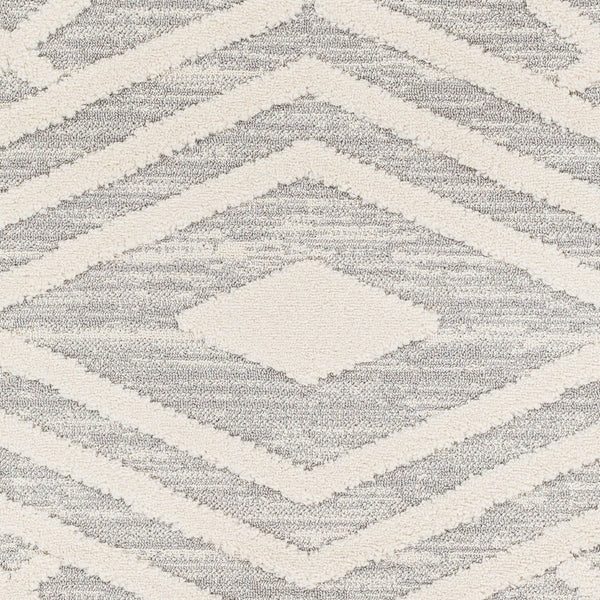 Livabliss Nora High Pile Polypropylene Area Rug with Fringe Turkish Woven Living Room Accent Light Gray, Cre 6'7" x 9' NOA2302-679