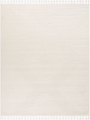 Livabliss Nora Global Bohemian High Pile Polypropylene Area Rug with Fringe for Living Room Light Gray, Cre 7'10" x 10' NOA2304-71010