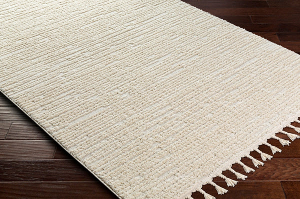 Livabliss Nora Bohemian Global Polypropylene Area Rug with Fringe High Pile for Living Rooms Light Gray, Cre 7'10" x 10' NOA2305-71010