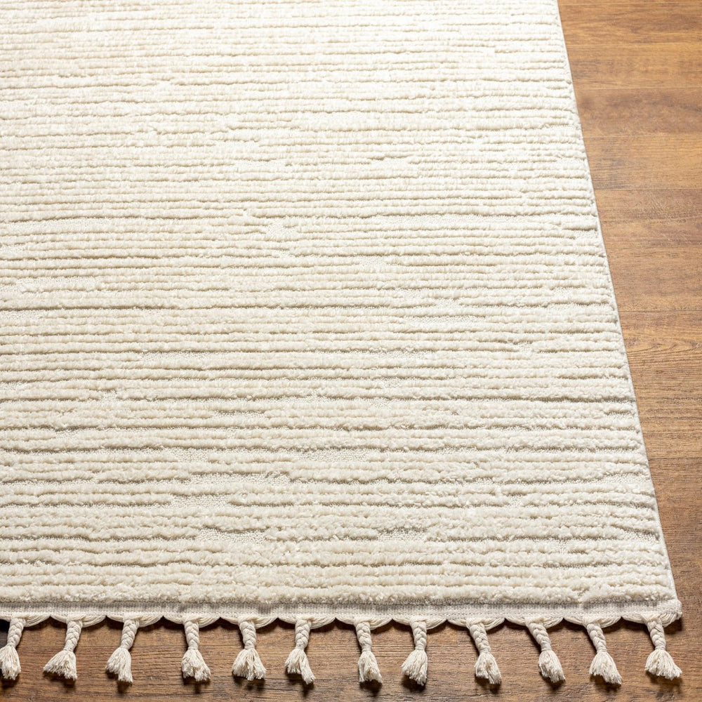 Livabliss Nora Bohemian Global Polypropylene Area Rug with Fringe High Pile for Living Rooms Light Gray, Cre 7'10" x 10' NOA2305-71010