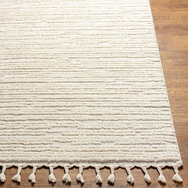 Livabliss Nora Bohemian Global Polypropylene Area Rug with Fringe High Pile for Living Rooms Light Gray, Cre 7'10" x 10' NOA2305-71010