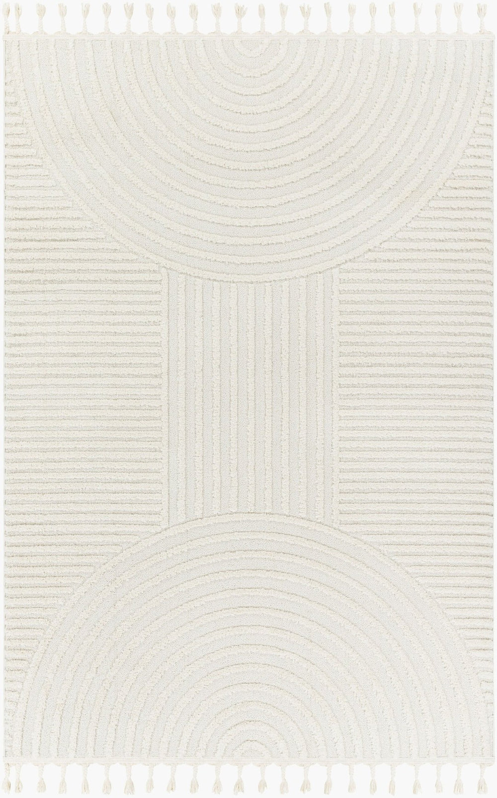 Livabliss Nora Collection High Pile Polypropylene Area Rug with Fringe for Modern Living Spaces Light Gray, Cre 8'10" x 12' NOA2309-81012